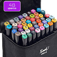 Огромный Набор скетч маркеров 48 цветов Touch Raven для рисования,  в черном чехле aiw s
