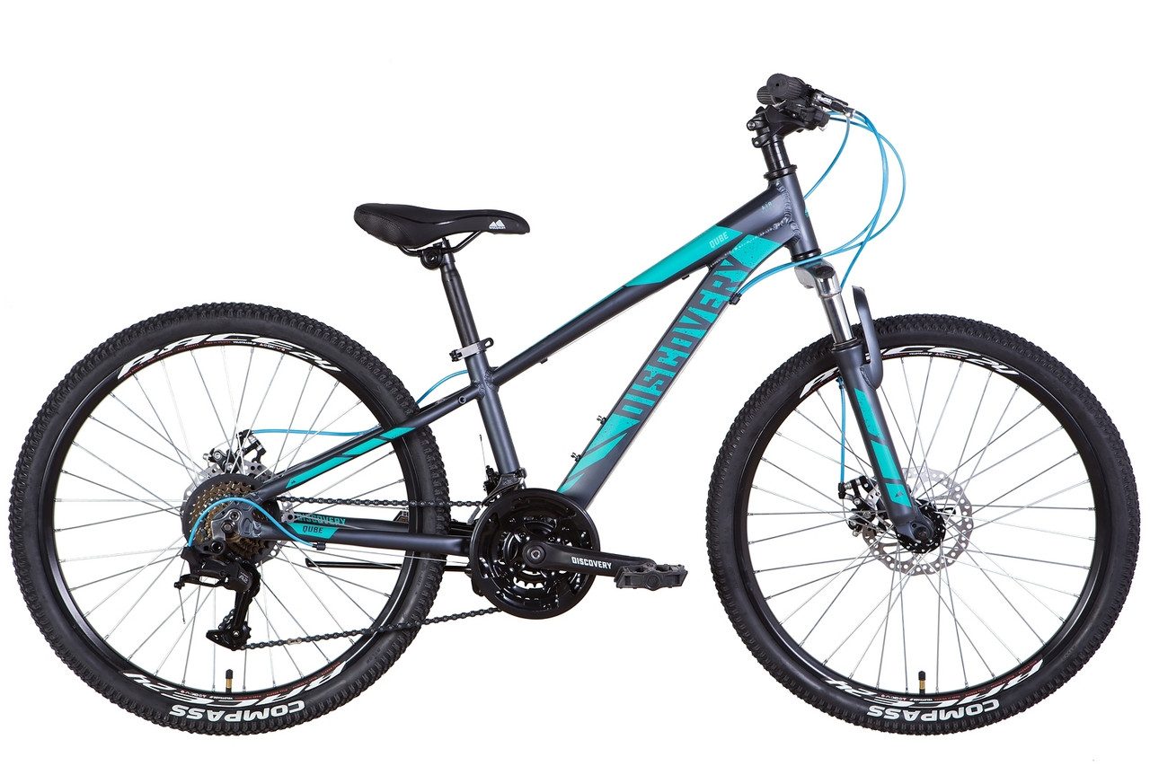 Легкий міський велосипед хардтейл із 21 швидкістю, колеса 24" Discovery QUBE AM DD 2022, сірий бірюзовий, фото 1