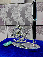 Письмовий набір "Козеріг" Swarovski. ручка + статуетка срібляста