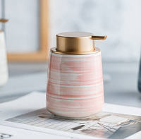Дозатор керамический для жидкого мыла, моющих средств Bathlux 400 мл, для ванной и кухни Розовый aiw s