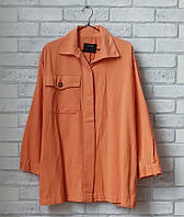Рубашка пиджак женский однотонный, летний женский жакет джинс 36
