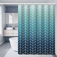 Шторка для ванної кімнати Bathlux 180 x 180 см люкс якість з водовідштовхувальним покриттям, бірюзово-синій градієнт 394 Люкс, фото 5