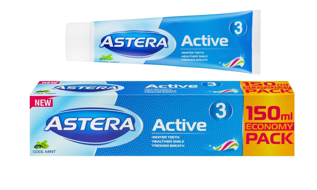 Зубна паста Astera NEW   Active 3 (Потрійна дія) 150мл (3800013516799)