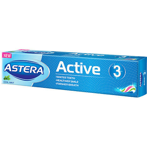 Зубна паста Astera NEW  Active 3 (Потрійна дія)  50мл (3800013516195)