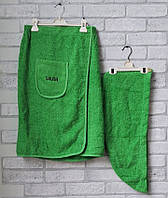 Женский комплект для сауны (полотенце и чалма), набор для сауны и бани, полотенце - халат