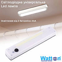 Светодиодная Led лампа, настенный фонарик COB WATTON WT-063 на батарейках, световая панель навесная aiw s
