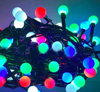 Новогодняя электрическая гирлянда с матовыми разноцветными крупными шариками 5 метров длиной, 1 режим aiw s