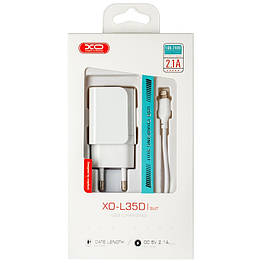 Мережевий зарядний пристрій з кабелем USB - Lightning XO L35D 2USB/2.1A Білий