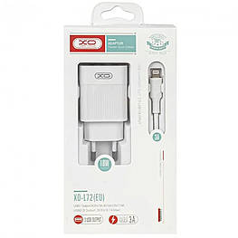 Мережевий зарядний пристрій XO L72 QC3.0 3USB/3A з кабелем USB - Lightning Білий