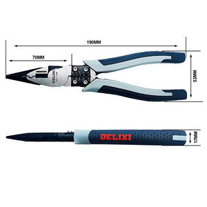 Плоскогубці комбіновані 7 ⁇  багатофункціональні 1.5-6мм2, 190 мм, Delixi