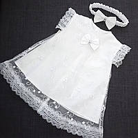Нарядное платье для девочки лето 86рост(68-86) 2в1 Красивое платье на девочку белое Праздничное платье девочке