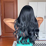 Перука чорна з чубчиком, перука чорна довга хвиляста, фото 5