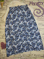 Женская длинная юбка Clock house синяя с принтом пояс резинка Размер 46 М
