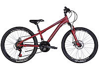 Велосипед для подростков на 21 скорость хардтейл, стальной 24" Discovery RIDER AM DD 2022, красно-черный
