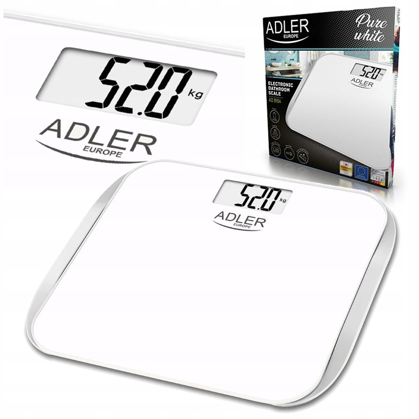 Електронні ваги Adler AD 8164 — до 180 кг, точність 0,1 кг, платформа із загартованого скла