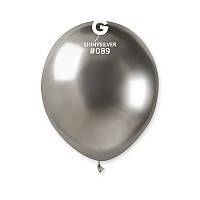 Воздушные шары "Хром" 5"(13см). Цвет: Серебро (Shiny Silver) В упак:100шт. ТМ "Gemar" Италия