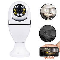 Беспроводная камера видеонаблюдения в плафон WiFi Smart Camera / Поворотная внутренняя IP камера-лампочка Е27
