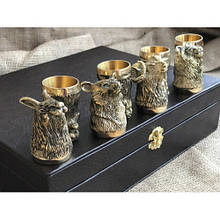 Набір бронзових чарок перевертарів "Вдалого полювання" 8 шт. ручна робота українських майстрів