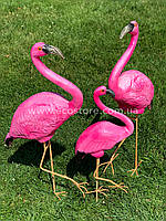 Комплект садовых фигур "Семья фламинго на металлических лапах" Н-110см
