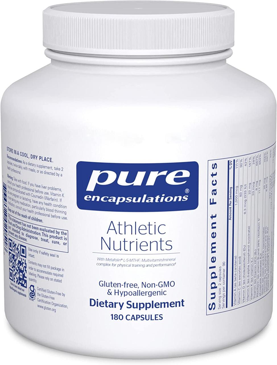 Pure Encapsulations Athletic Nutrients / Поживні речовини для спортсменів180 капсул, фото 1