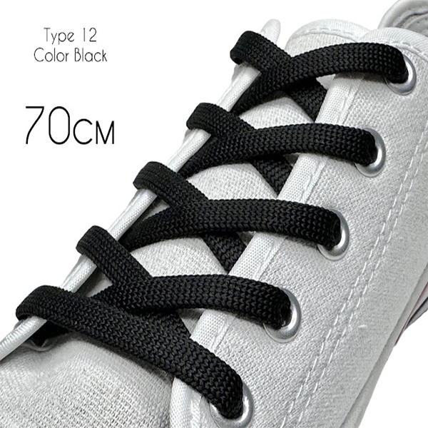 Шнурки для обуви, Тип 12 (70см) плоские, цвет черный, ширина 8мм (36 пар в упак.) - фото 1 - id-p1828832580