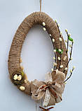 Пасхальний вінок на двері чи стіну в натуральних, теплих тонах, фото 6
