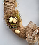 Пасхальний вінок на двері чи стіну в натуральних, теплих тонах, фото 2