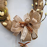 Пасхальний вінок на двері чи стіну в натуральних, теплих тонах, фото 7