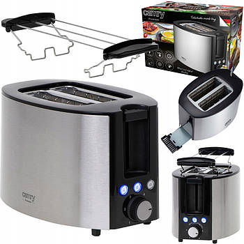 Тостер Camry CR 3215 — 1000 Вт, 2 скибки, 6 рівнів підсмажування, Нержавіюча сталь