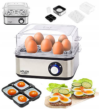Яйцеварка Adler AD 4486 — 800 Вт, До 8 яєць, Автовимкнення, Вибір ступеня варіння