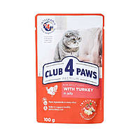 Влажный корм Club 4 Paws Пауч для кошек индейка в желе 100 г (4820215364256)