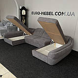 Розкладний диван п-подібної форми в тканині, новий диван, фото 7