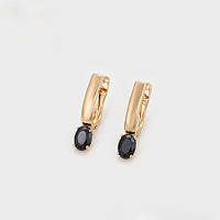 Сережки з чорними кристалами компанії Xuping покриття золотом 18к.