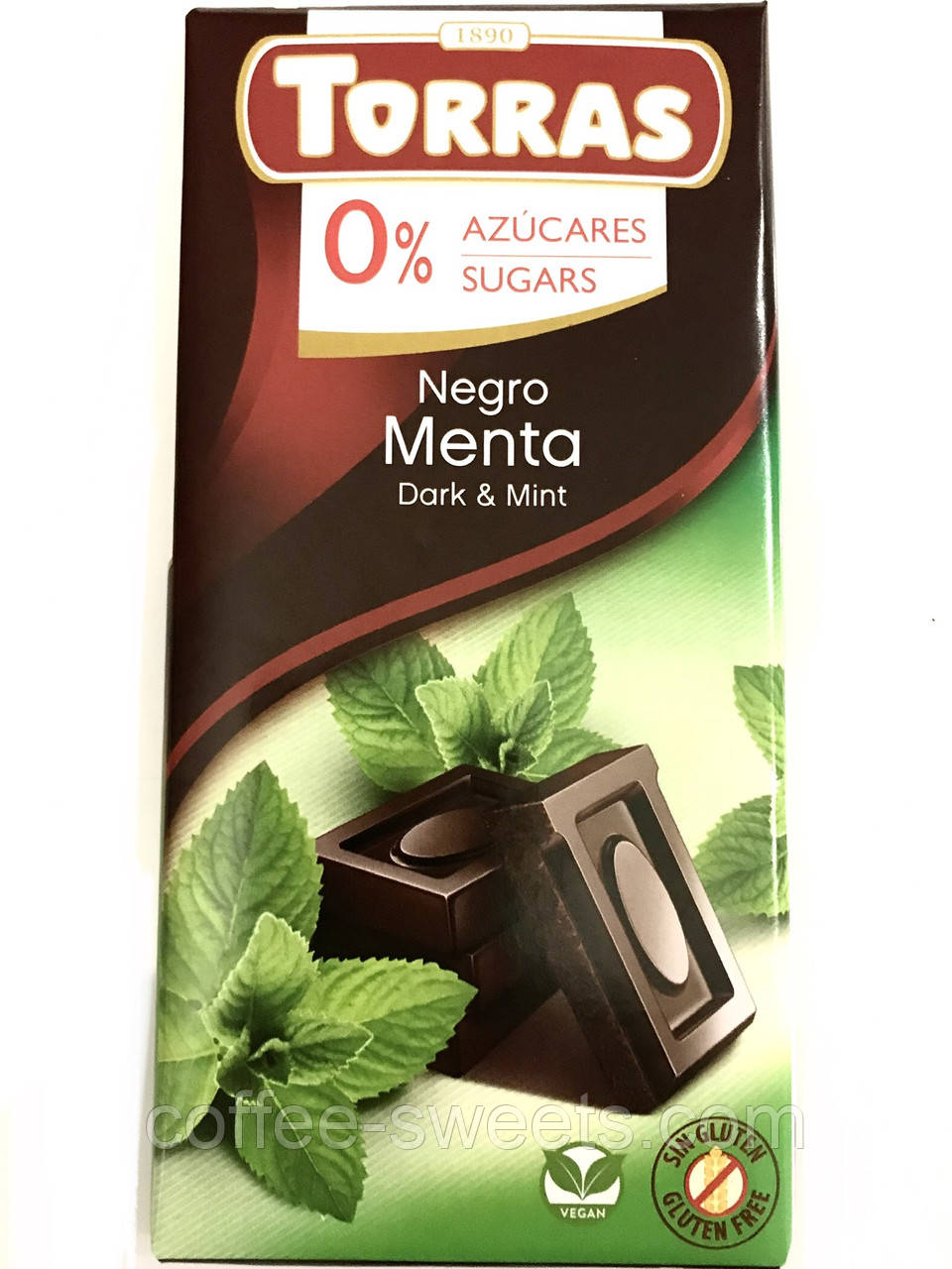 Шоколад Torras Dark Mint чорний із м'ятою 0% цукру та глютену 75 г