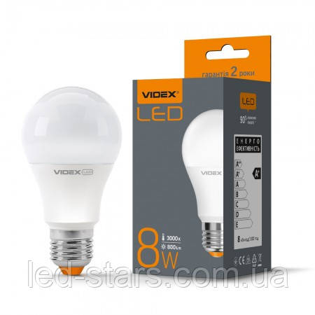 LED лампа VIDEX A60e 8W E27 3000K 220V, фото 1