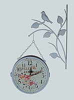 Настенные уличные металлические кварцевые часы, в стиле вокзальных " Цветы " белые (3118)