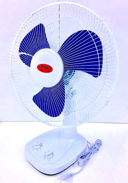 Вентилятор настільний Wimpex WX 1601 3 швидкості з автоповоротом Біло-синій
