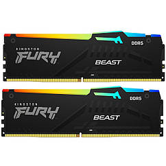 Модуль пам'яті для комп'ютера DDR5 16 GB (2x8GB) 5200 MHz FURY Beast RGB Kingston Fury (ex.HyperX)