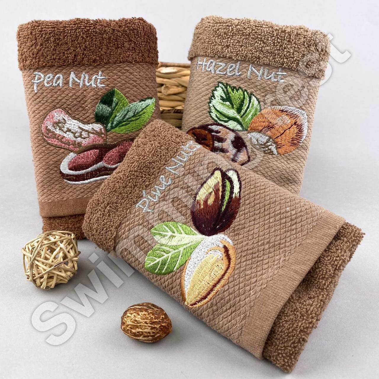 Набір махрових кухонних рушників 6 шт 35х75 см у подарунковій упаковці Горішки, фото 1