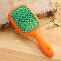 Расческа для волос Super Hair Brush Оранжевая с зеленым OM227