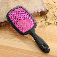 Расческа для волос Super Hair Brush Черная с розовым OM227