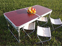 Стол для пикника усиленный с 4 стульями Rainberg RB708 (раскладной чемодан) с регулируемой высотой OM227