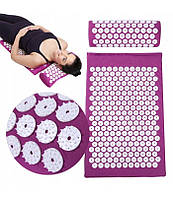 Акупунктурный массажный коврик для спины/ног с подушкой (валик) ProSource Acupressure Mat Розовый OM227