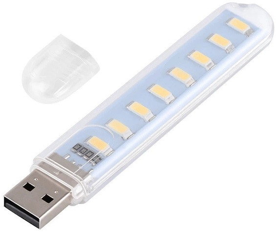 USB-лампочка сенсорна ліхтарик — флешка 8LED 4W 6000К (біле світло) 5V, фото 1