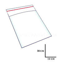 Пакет прозрачный полипропиленовый с липким краем размер 11х30+4 плотность 25 мкр 1000шт./уп.