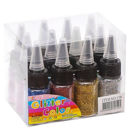 Блискітки для творчості COLOR-IT 150SP в баночці 12 кольорів, фото 2