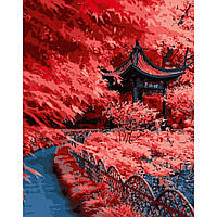 Картина по номерам Strateg Красные листья Японии размером 40х50 см (DY275)