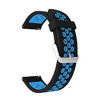 Ремешок силиконовый для часов 20 мм Nike design черный с синим