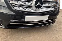 Накладки на решітку бампера (2 шт, нерж) Vito пасажирський (хром) для Mercedes Vito / V-class W447 2014-2024 рр