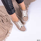 Шкіряні жіночі кеди колір лате, фото 9